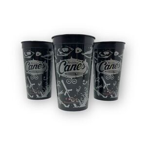 Week 1 Post Malone Raising Canes Reusable Collector Black Cup Lot of 3 Preowned
